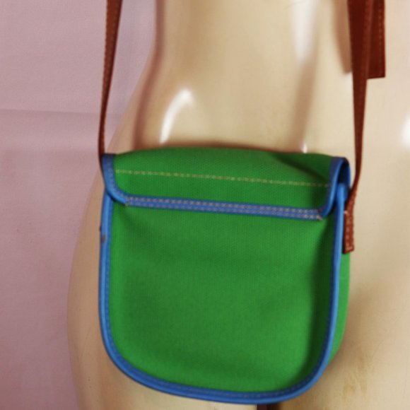 FOSSIL GREEN CANVAS W/BLUE TRIM CROSSBODY PURSE - Picture 5 of 8